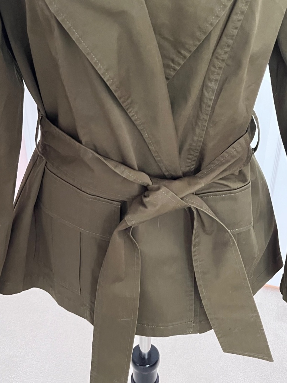 Eloquii Army Green Peplum Belted Blazer Trench Coat 14 - Picture 5 of 11
